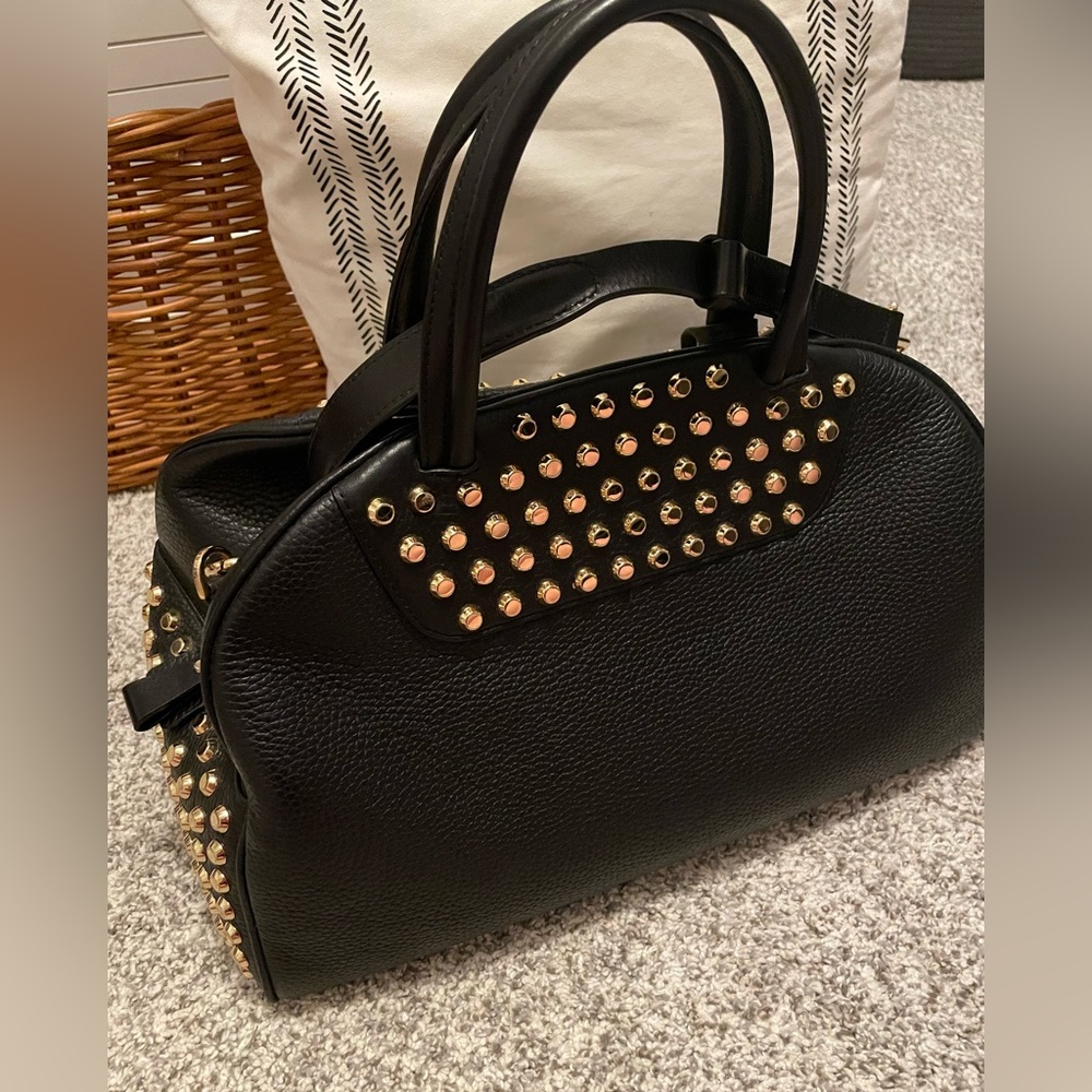 MICHAEL Michael Kors Austin Large Studded Leather Bowling Satchel Bag